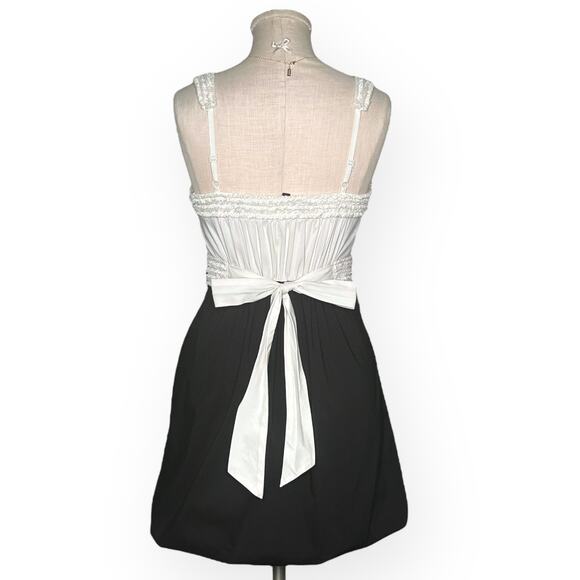 BCBGMAXAZRIA Maid Babydoll Y2K Mini Dress Ruffle Shirred Bubble Hem Coquette - Picture 7 of 12